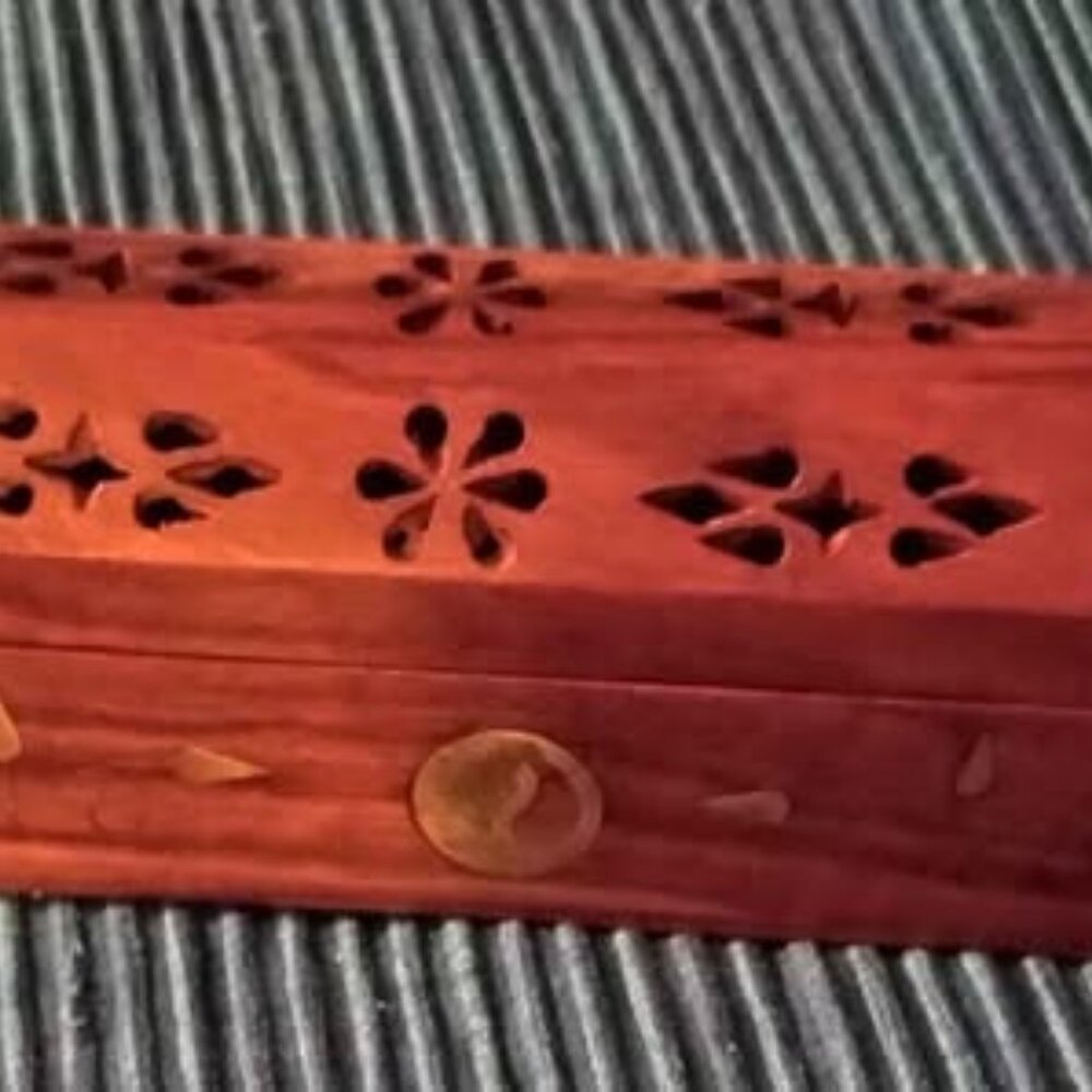 Coffin Incense Wooden Burner - Wood Box with Storage, yin and yang design